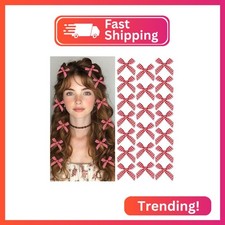 SAWINDA 20Pcs Red Mini Hair Bows Gingham Craft Small Bow Hair Clips Checkered Bo