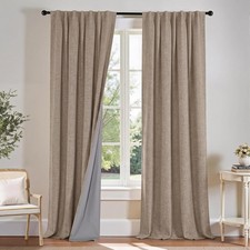 PONY DANCE Linen 100 Blackout Curtains 84 inches Long for Bedroom Living Room