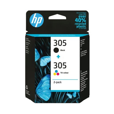 Original HP 305, Schwarz/Dreifarbig Original Tintenpatronen (6ZD17AE), 2er Pack