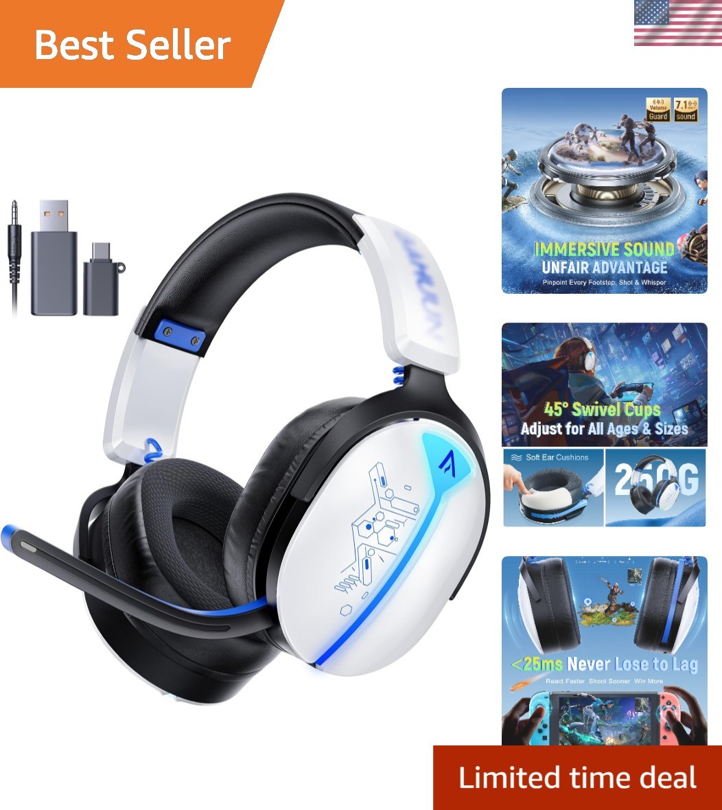 Gaming Headset with 7.1 Surround Sound & Bluetooth 5.3 Compatibility