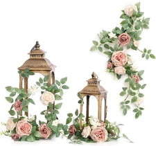 Ling's moment 6Pack 1.8ft Artificial Flowers Garland Dusty Rose Lantern Arch ...