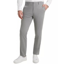 Kenneth Cole Reaction Men's Light Gray Techni-Cole Slim Dress Pants Size 32x32