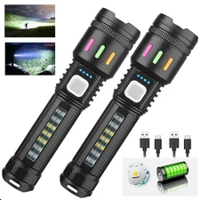 2PACK 99000000 LM Super Bright LED Tactical Flashlight Rechargeable Work Light