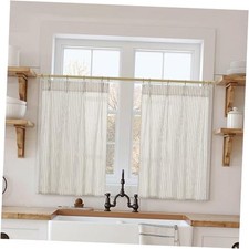 Short Curtains for Windows,Sheer Farmhouse Cafe 24"W x 36"L Pack of 2 Taupe