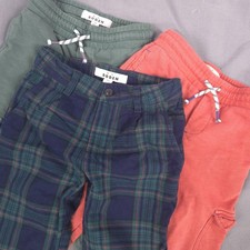Boden Boys Cargo Pants Lot 5 6 Green Plaid Sweatshirt Joggers Elastic Drawstring