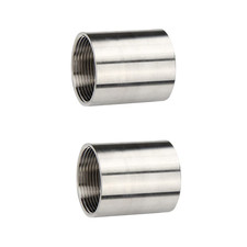 2Pcs 304 Stainless Steel Female Pipe Coupling 1/2 NPT Thread Polished Fitting