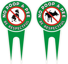 No Pooping Dog Signs For Yard, 2 Piece Aluminum 11.8 X 5.9 INCHES, Green