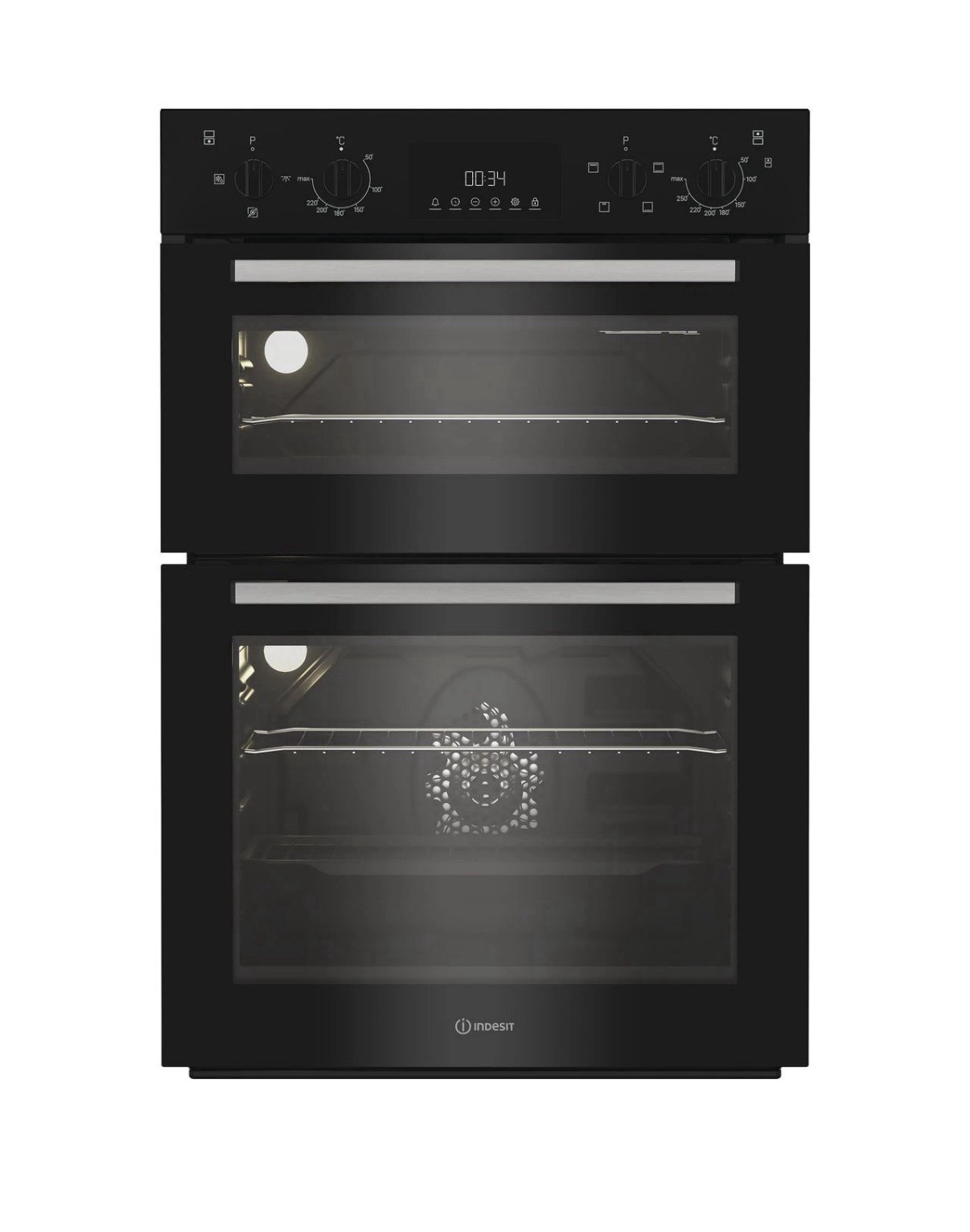 Indesit DII 10D B Built In 59cm Electric Double Oven Black Ex Display HW182304