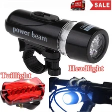 Super Bright Bike Light Cycling 5 LED Front Headlight & Rear Taillight Set Lite