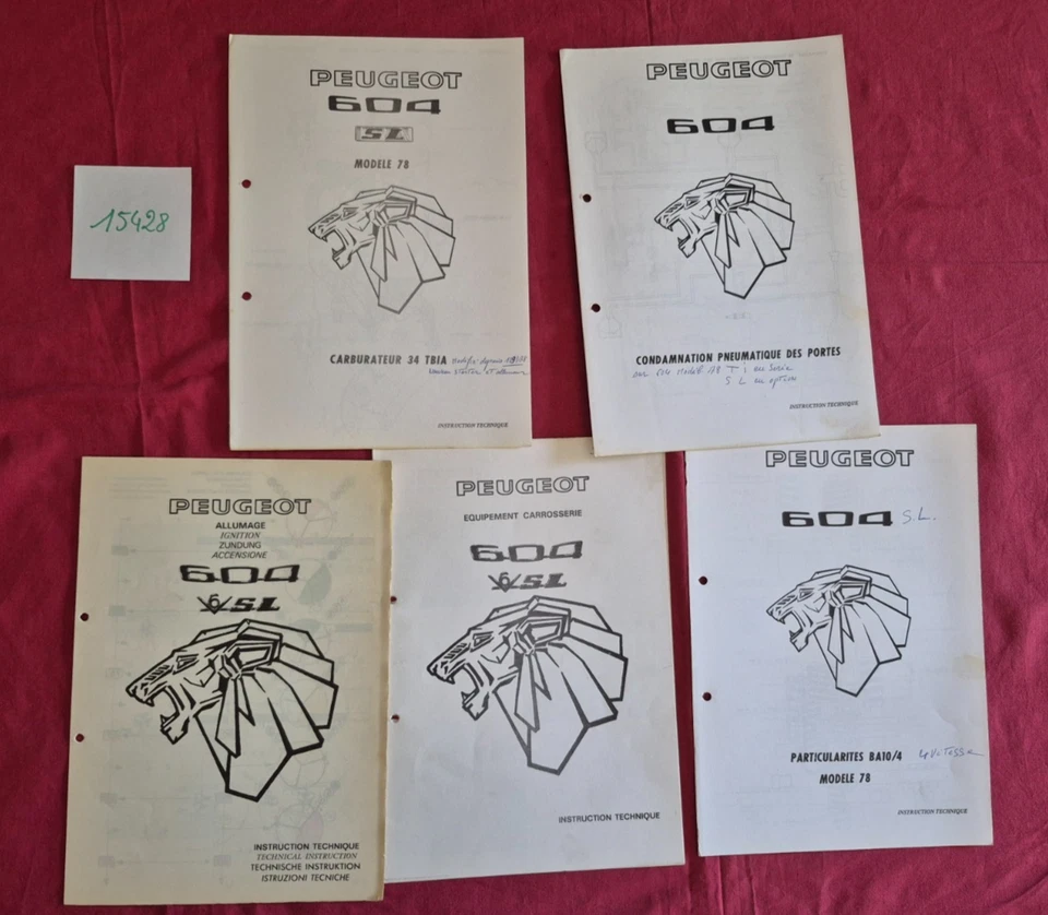N°15428 / PEUGEOT 604 V6 SL / 5 documents instructions techniques - Photo 1/1