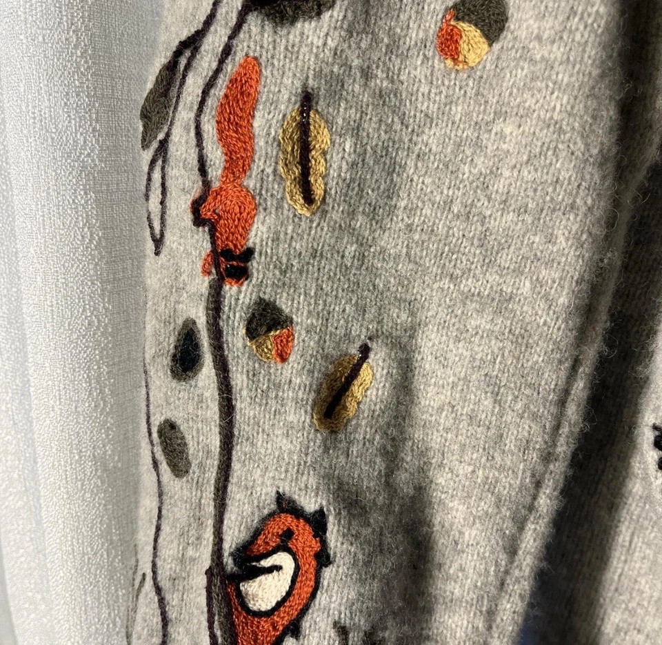 Cárdigan Woolovers Autumn Wanderer lana de cordero para mujer animales del bosque mediano Foto 3 de 4