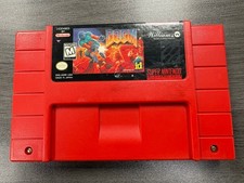 DOOM SNES Super Nintendo Red Cartridge Authentic Clean Label