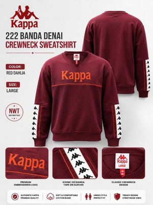 NWT Kappa 222 Banda Denai Crewneck Sweatshirt Red Dahlia Size L