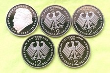 BRD 5 x 2 DM Franz Josef Strau&szlig; 1991 ADFGJ - kompletter Satz - Spiegelglanz - PP