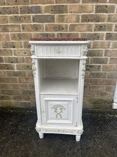 Antique Painted Red Marble Topped French Bedside Cabinet Table