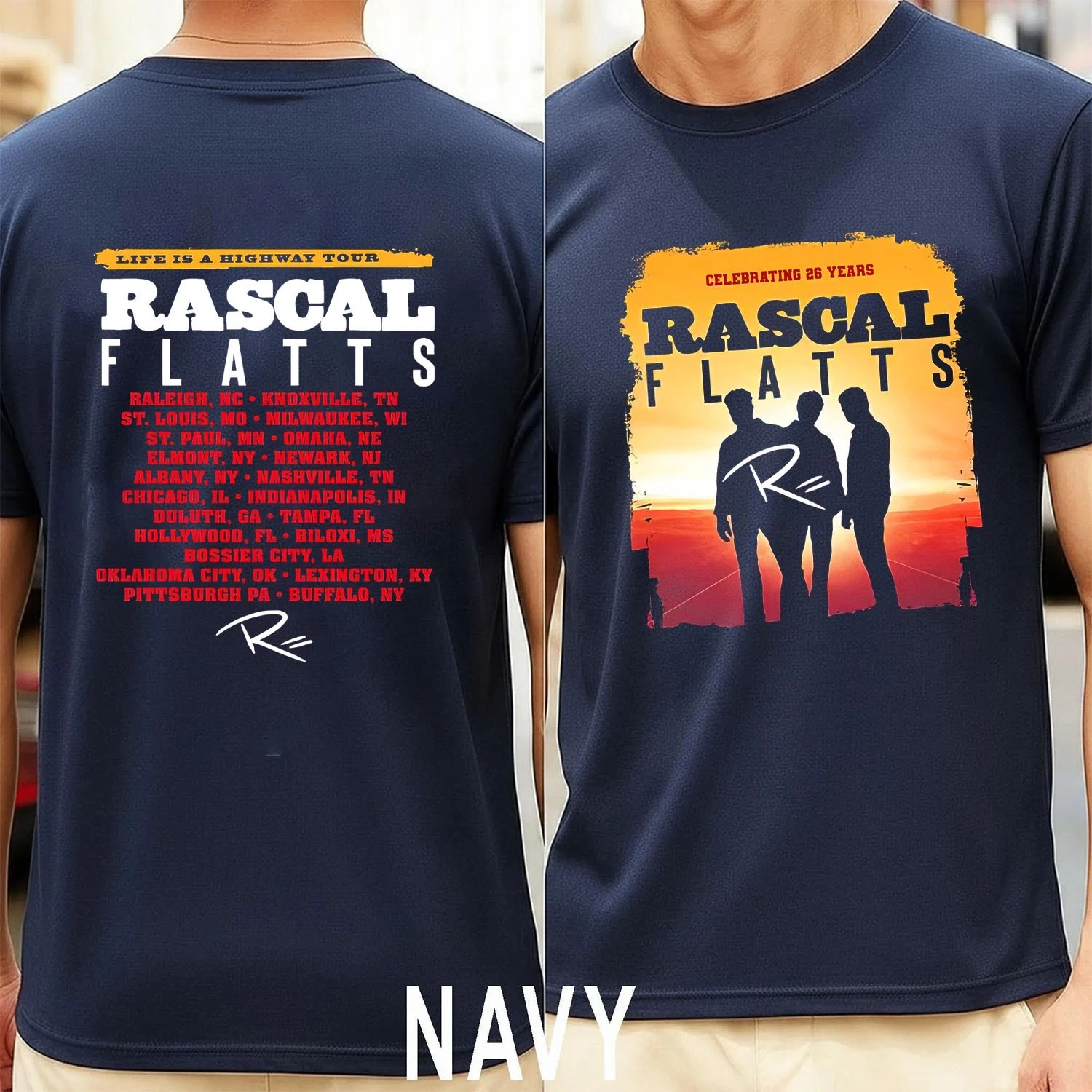 Rascal Flatts 2026 Black Tour Tee Double Sided T-Shirt