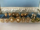 Vintage Gold Signed Clip/Screw Earrings  Trifari Kramer Jomaz Vendome Lot of 8