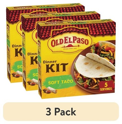 (3 pack) Old El Paso Soft Taco Dinner Kit, Easy Meal Prep, 10 Count, 12.5 oz