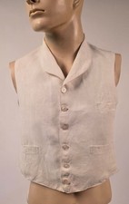 ANTIQUE MEN  S LINEN WAISTCOAT VEST W 6 BUTTON FRONT