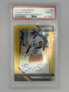 2018 Panini Prizm Roquan Smith RA-RS RC Gold Auto /10 PSA 10