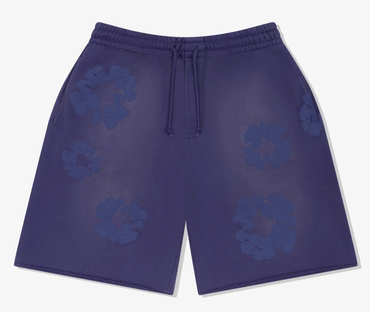 Denim Tears Mono Cotton Wreath Washed Blue Sweatshorts LG