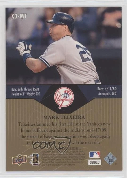 2009 Upper Deck X Xponential 3 Mark Teixeira #X3-MT - Image 2 of 2