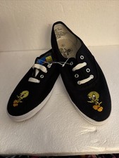 Tweety Bird Keds Women's Sz 8 Black Tie Up Looney Toones Tennis Shoes Street VTG