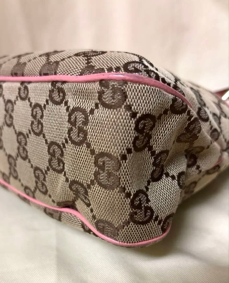 GUCCI GG Canvas Leather Tote Bag Beige Pink Gold Hardware Excellent Condition thumbnail 12