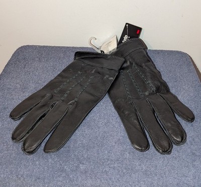 Vintage Y2k Gap Leather Gloves Mens Size L Black Brand New Thinsulate