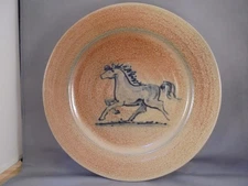 Rowe Pottery Works Stoneware Artist Signed Running Horse Plate 10 1/2" Exclnt