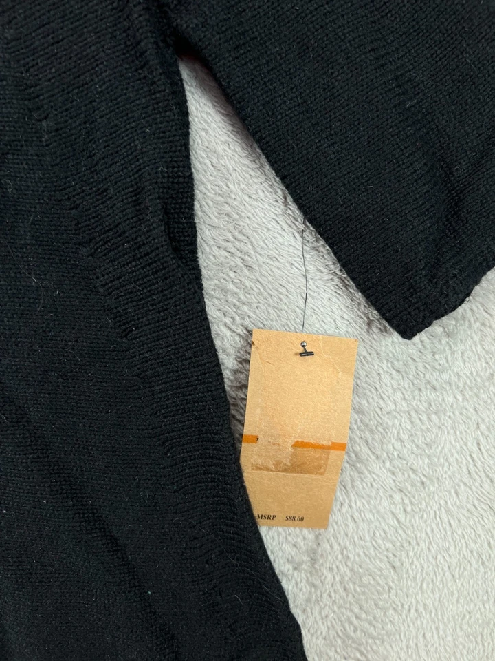 NWT Womens Tops Small Spring Mercer Black Wool Blend High Mock Neck Button Back - Image 3 of 4