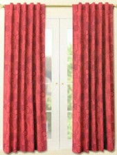 B&Q Kenton Red 100% Cotton, Tunnel Top Curtains 59"x118" with a DIY Hem Kit