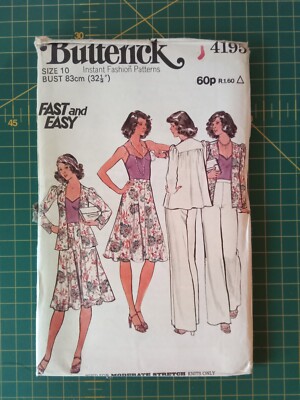 4195 Passe Jacke Cami Rock Hose Gr. 10 ungeschnitten Vintage Butterick Schnittmuster
