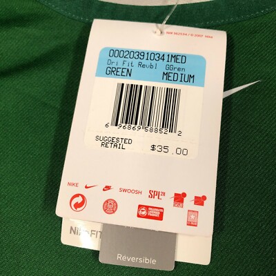 M NEW Nike T Shirt Jersey Mens M Dark Green Gray Reversible Fit Dry