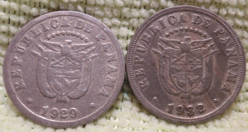 1929 & 1932 Panama 5 Centesimos Choice KM-9 Two-Year Type (both years) - Picture 2 of 3