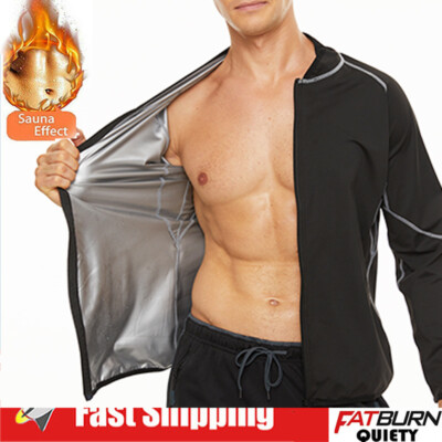 Men Fitness Sweat Vest Workout Shirt Body Shaper Polymer Sauna Suit Weight Loss