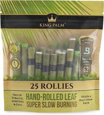 King Palm | Rollie Size | Natural | Organic Prerolled Palm Leafs | 25 Rolls