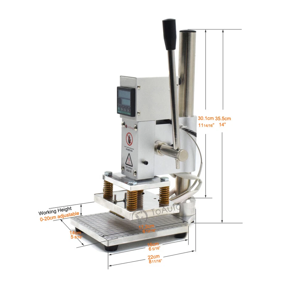 220V Leather Hot Foil Stamping Machine 5*7CM Card Embossing Bronzing Stamper New - Image 2 of 4