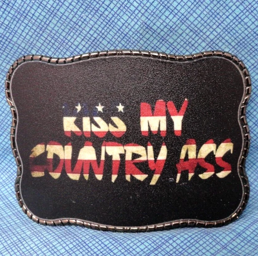 Пряжка на ремень Kiss My Country A$$ американский флаг патриот винтажный бумажник пряжка .TAZ054 - Изображение 2 из 4