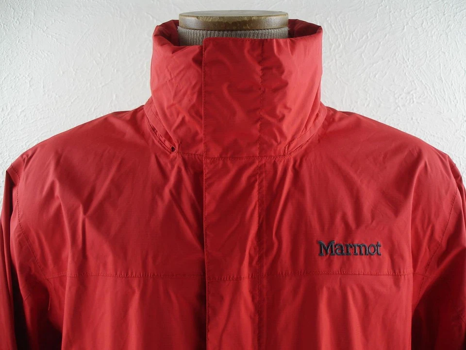 Men's XL Marmot PreCip Eco Rain Shell Jacket Hooded Parka Waterproof Shell Red - Image 3 of 4