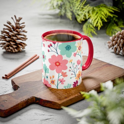 Floral Colorful Mug | Vibrant Flower Design Coffee Cup - Gift Idea for Spring