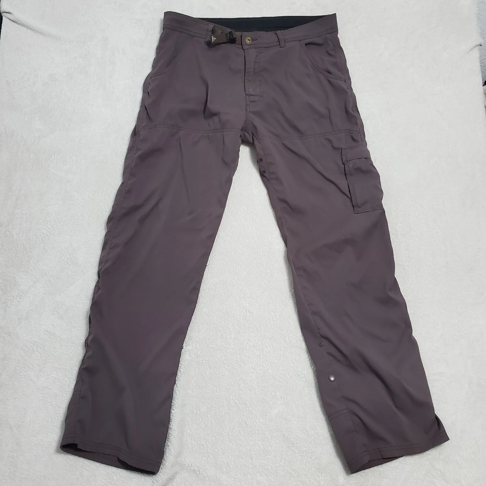 Prana Pants Men LRGx32L Brown Cargo Hiking Lightweight Roll Up Leg Outdoor