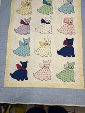 Vintage Judi Boisson Polka Dotted Dog Wall hanging Crib Size Quilt