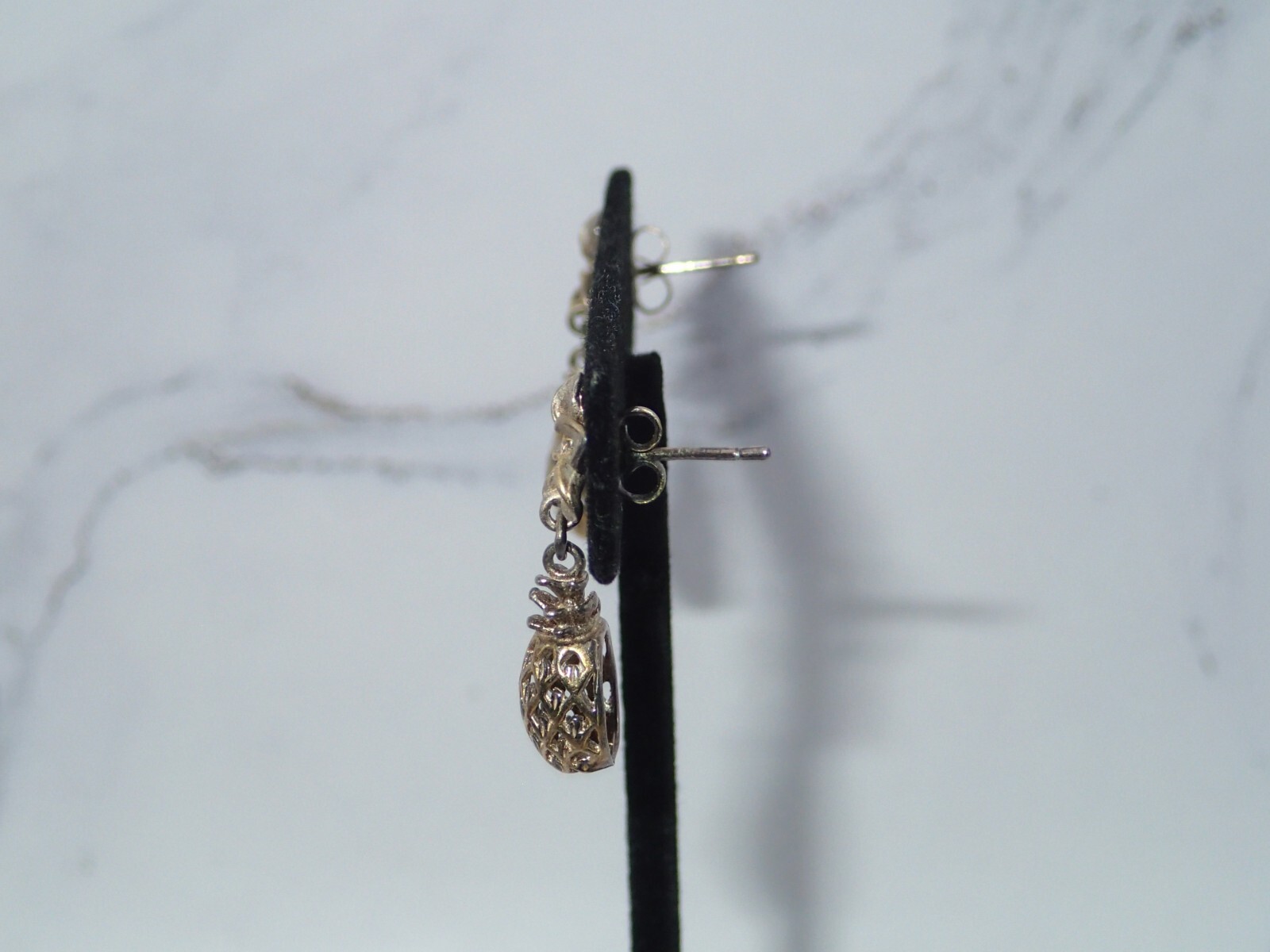 STERLING SILVER (925) Pineapple Flower Dangle Dro… - image 6