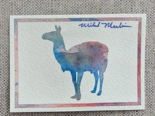 LLAMA Original ACEO Watercolor Painting Animal Abstract SOUTH AMERICAN CAMELID
