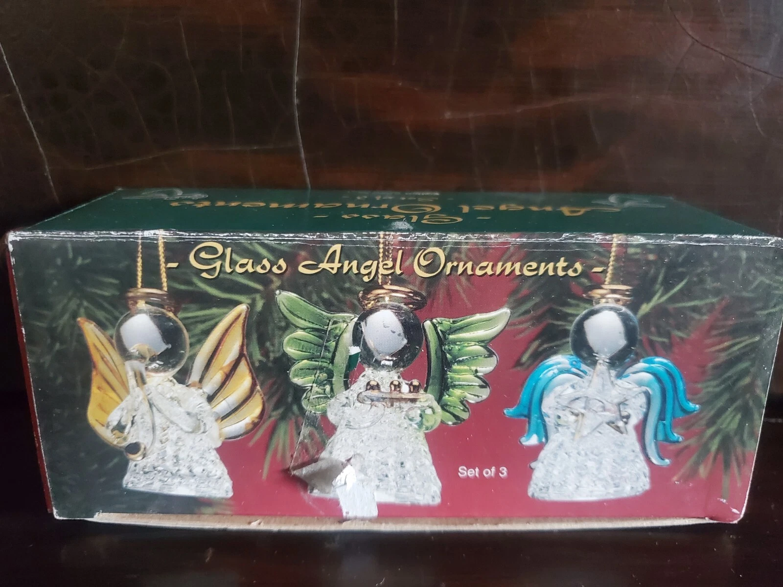 Vintage Spun Glass Angels Christmas Ornaments In Box