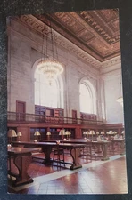 vtg postcard Catalog room New York Public Library Anne Day unposted