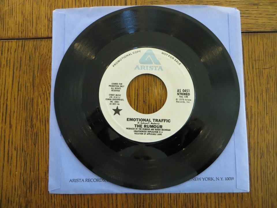 The Rumour – Emotional Traffic - 1979 - Arista AS 0451 7" 45 VG+ PROMO COPY!!! - Image 4 of 4