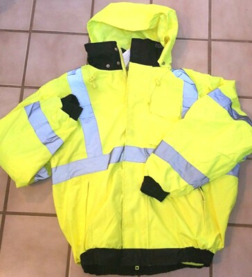 NEW OK1 ANSI CLASS3 HI-VIS REFLECT 1ST RESPONDER YELLOW BOMBER JACKET SZ MED  