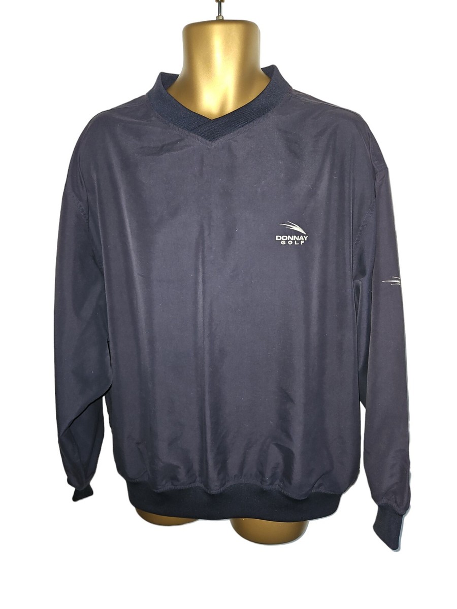 Donnay Mens Golf Windcheater Navy Blue V-Neck Top Long Sleeve Size